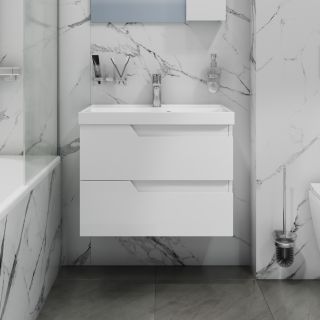 Подвесная тумба под раковину Санта Антарес 700518 70 см белый глянец